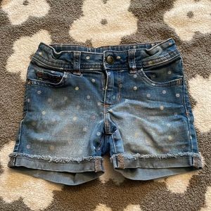 Wonder Nation kids Jean shorts with colorful dots size 6. Denim shorts.